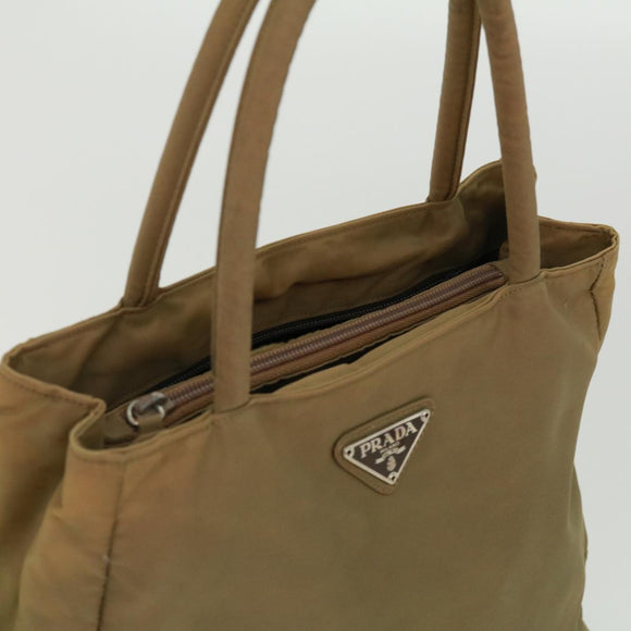 PRADA Hand Bag Nylon Khaki Auth cr603