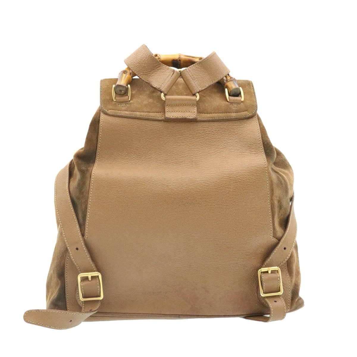 GUCCI Bamboo Backpack Suede Brown Auth ds086