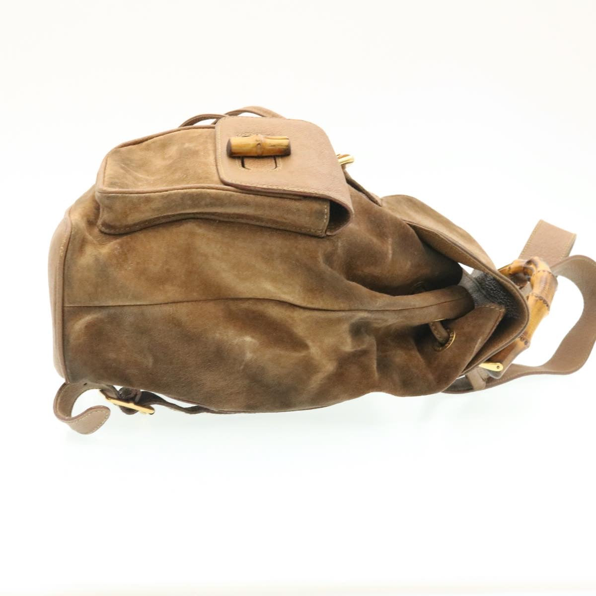 GUCCI Bamboo Backpack Suede Brown Auth ds086