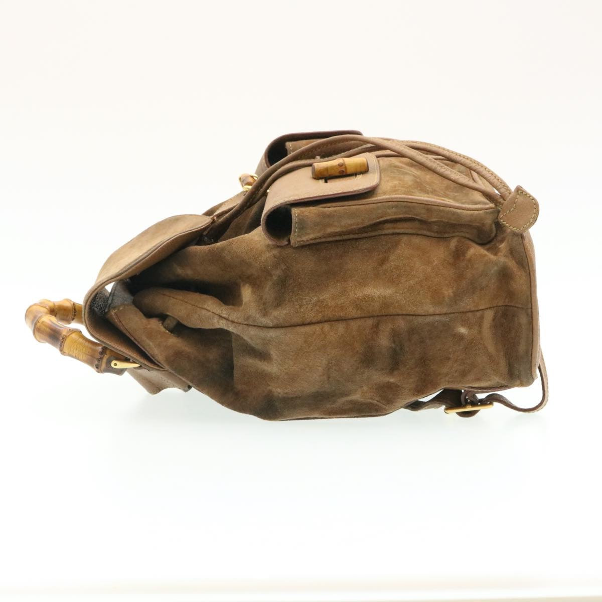 GUCCI Bamboo Backpack Suede Brown Auth ds086