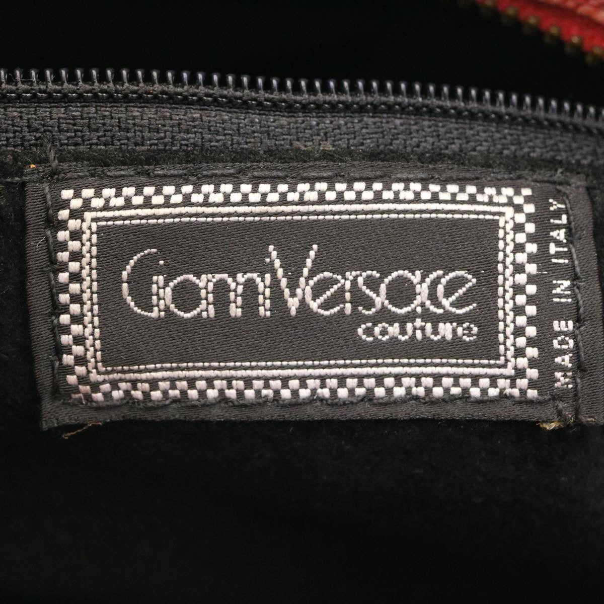 Gianni Versace Crown Hand Bag Leather Red Auth ds117