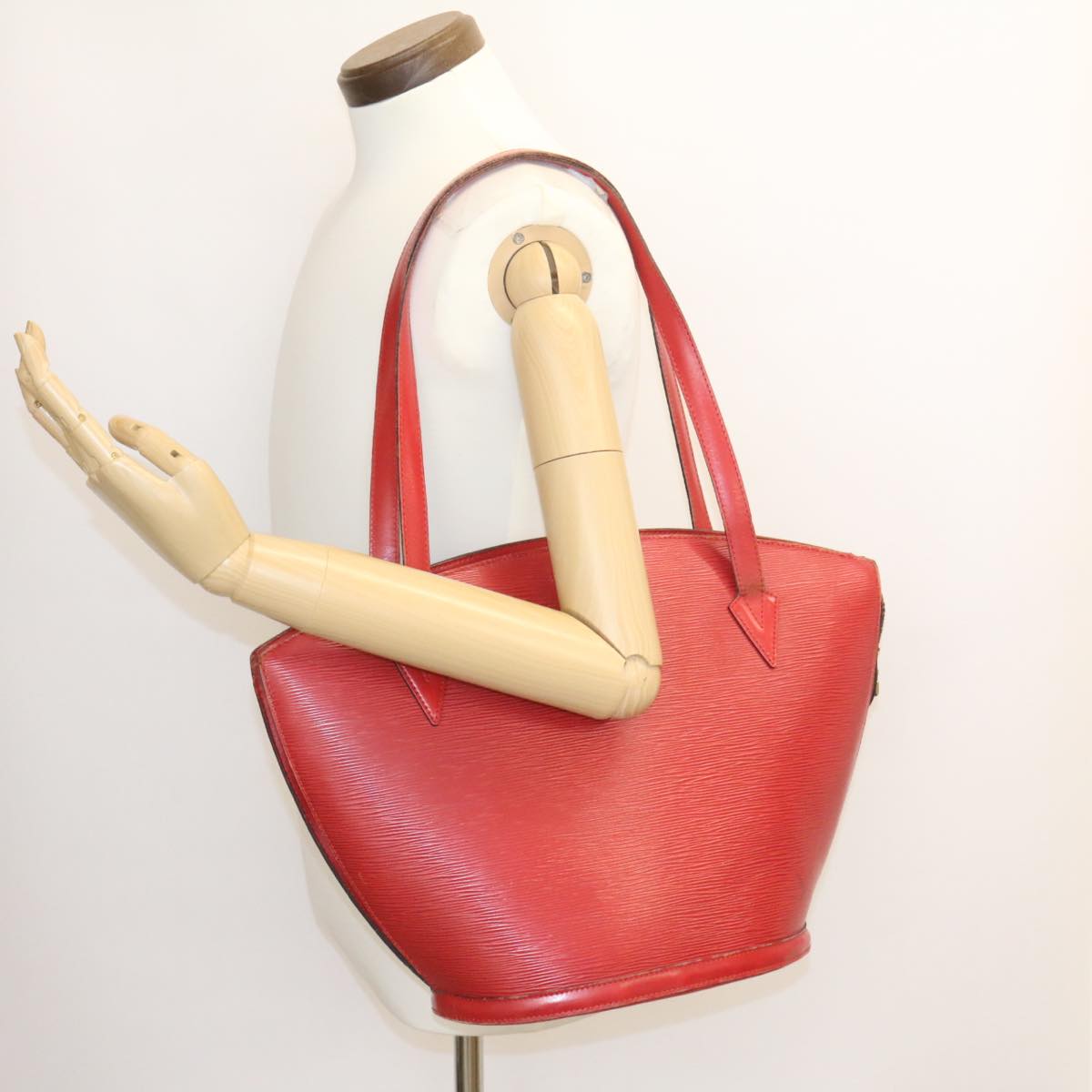 LOUIS VUITTON Epi Sac shopping Tote Bag Red M52267 LV Auth ds176