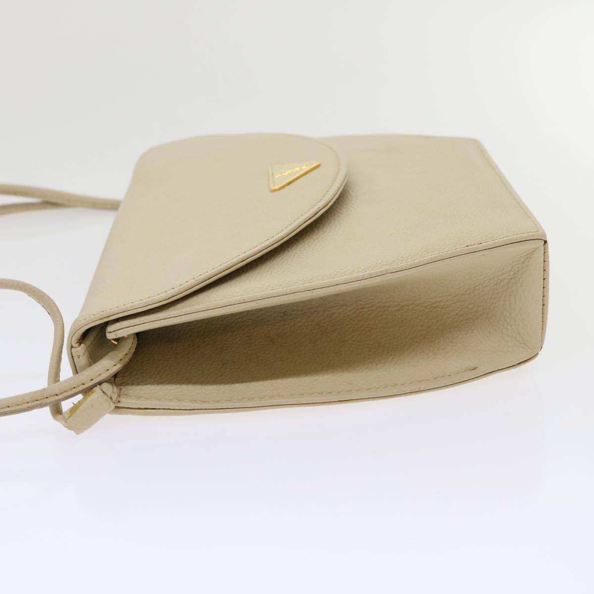 SAINT LAURENT Shoulder Bag Leather Beige Auth ep1008