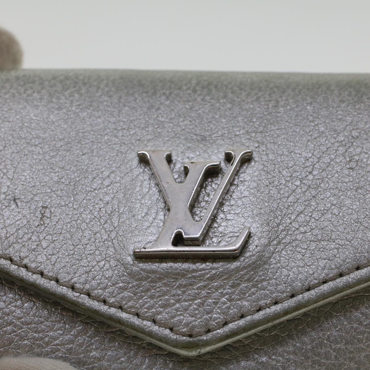 LOUIS VUITTON Portefeuille Rock Mini Wallet Taurillon Silver M69815 Auth ep1016