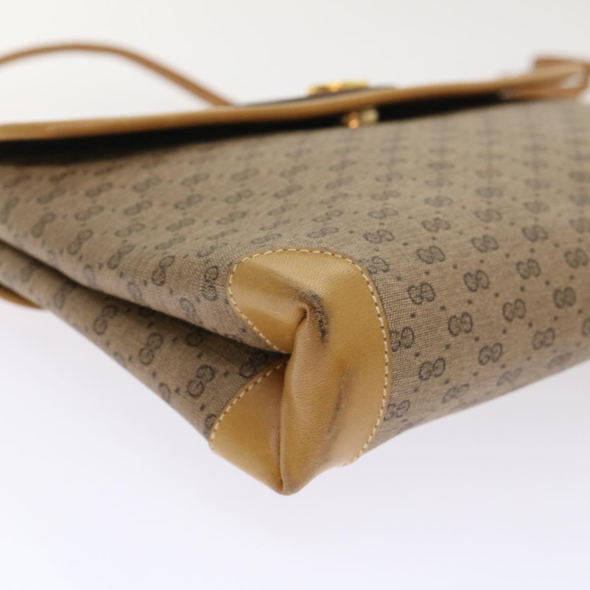 GUCCI Micro GG Canvas Shoulder Bag PVC Leather Beige 14•001•5364 Auth ep1026