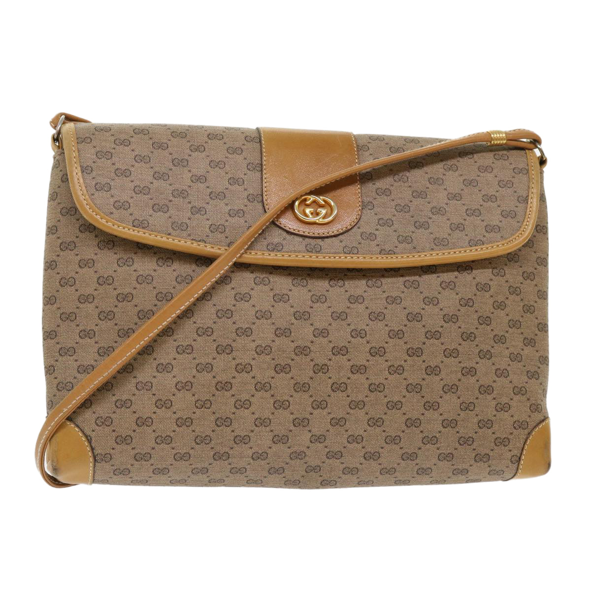 GUCCI Micro GG Canvas Shoulder Bag PVC Leather Beige 14•001•5364 Auth ep1026