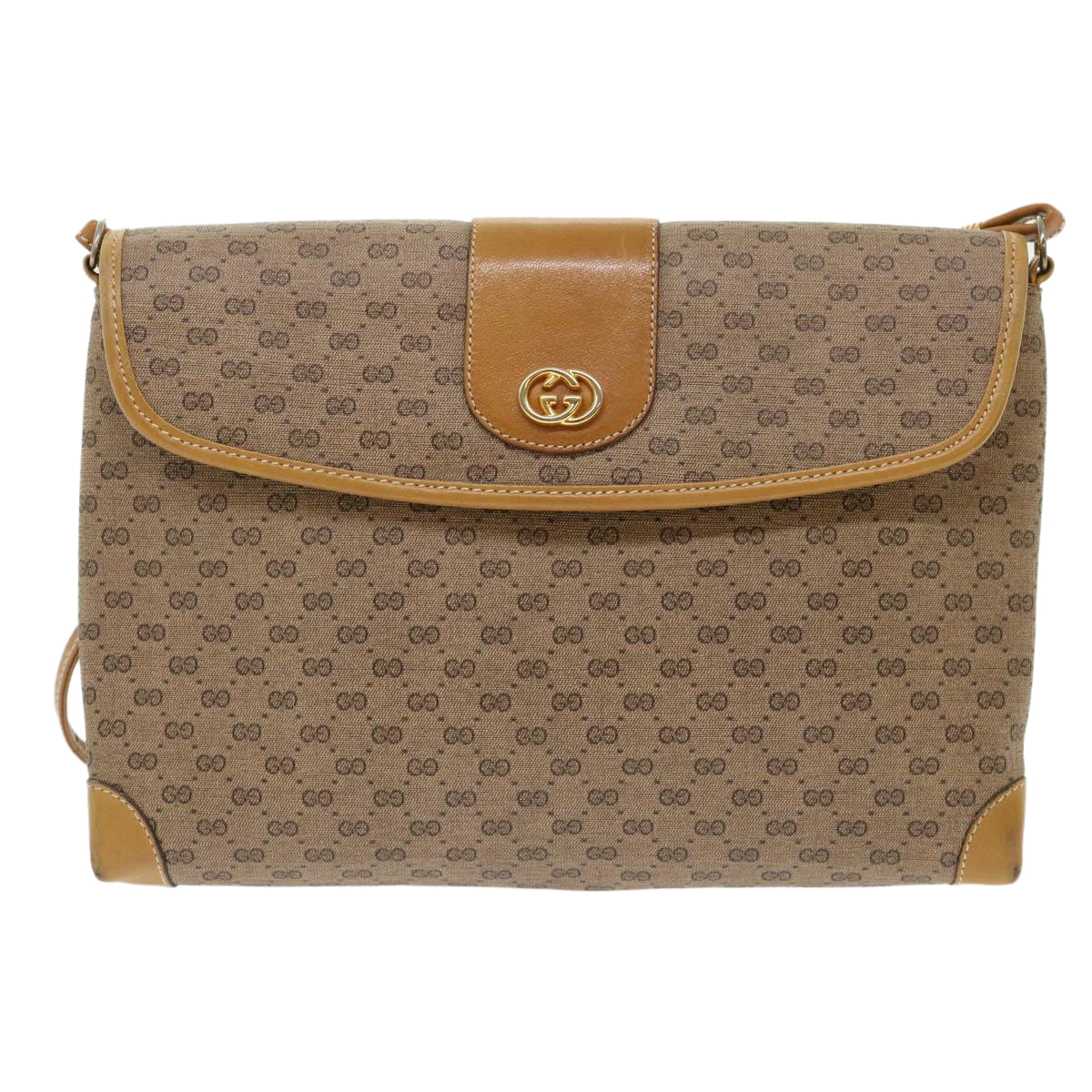 GUCCI Micro GG Canvas Shoulder Bag PVC Leather Beige 14•001•5364 Auth ep1026