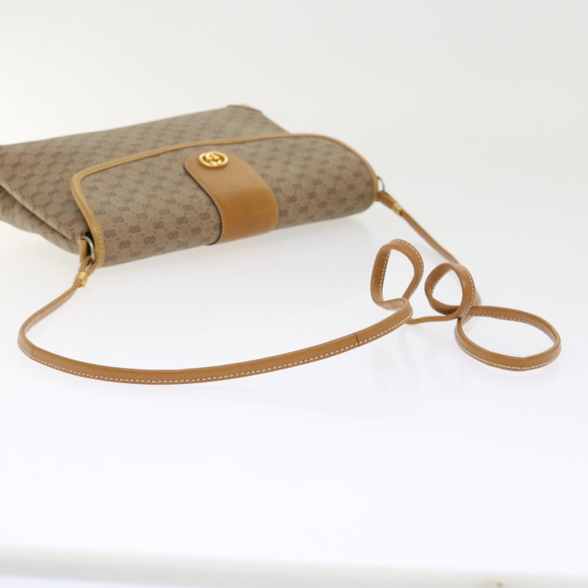 GUCCI Micro GG Canvas Shoulder Bag PVC Leather Beige 14•001•5364 Auth ep1026