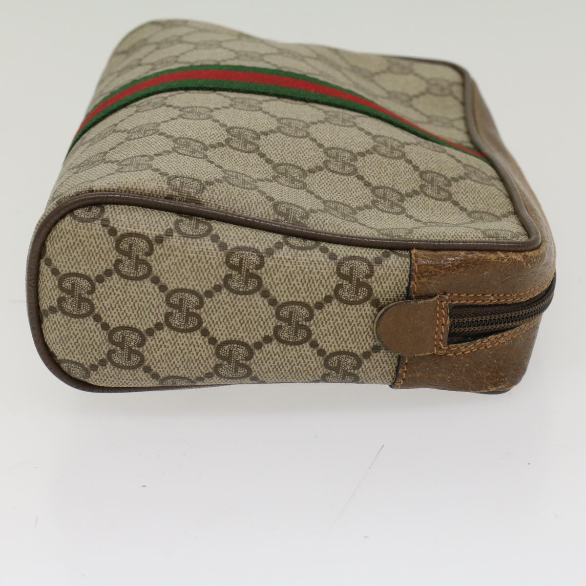 GUCCI GG Canvas Web Sherry Line Clutch Bag Beige Red Green 89.01.012 Auth ep1040