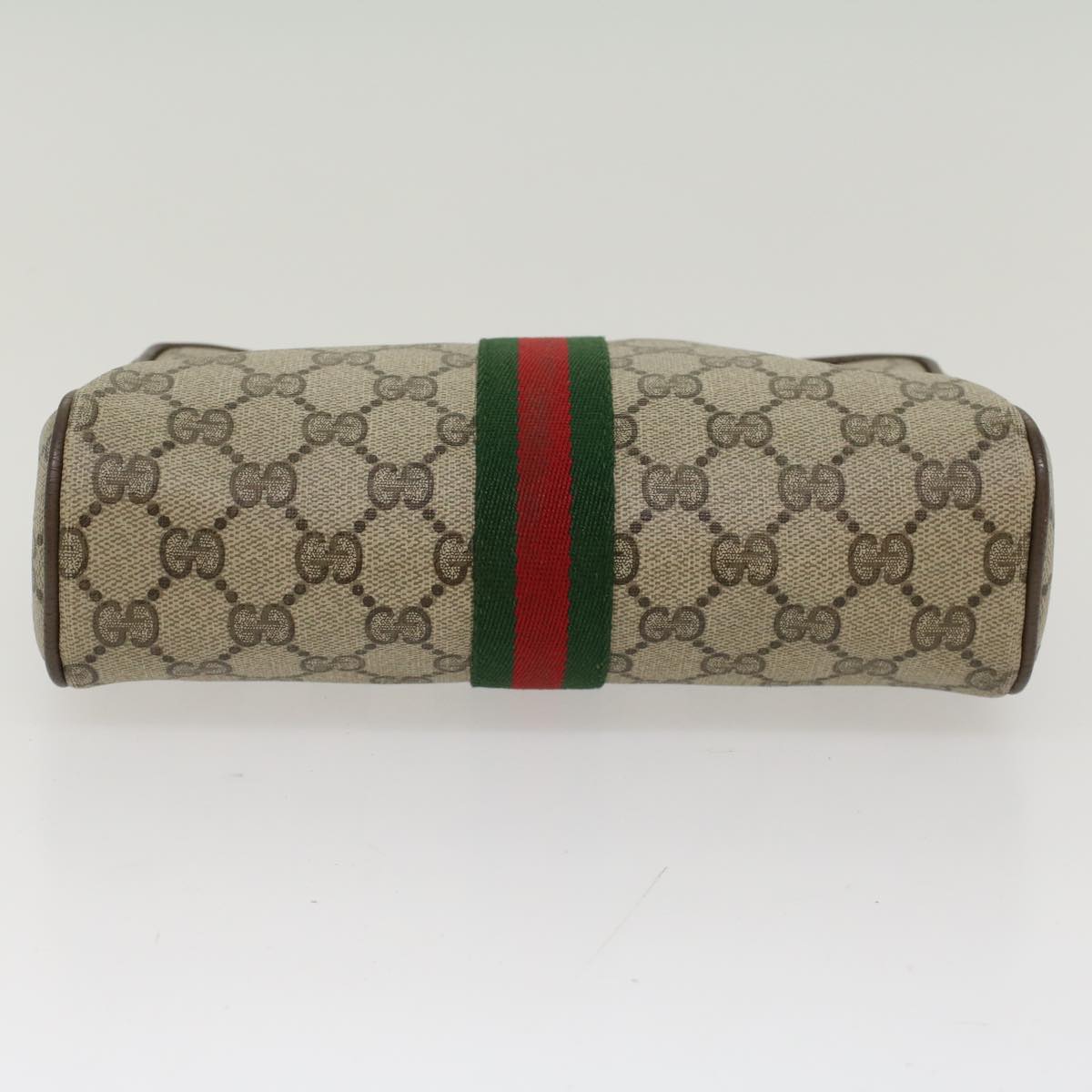 GUCCI GG Canvas Web Sherry Line Clutch Bag Beige Red Green 89.01.012 Auth ep1040