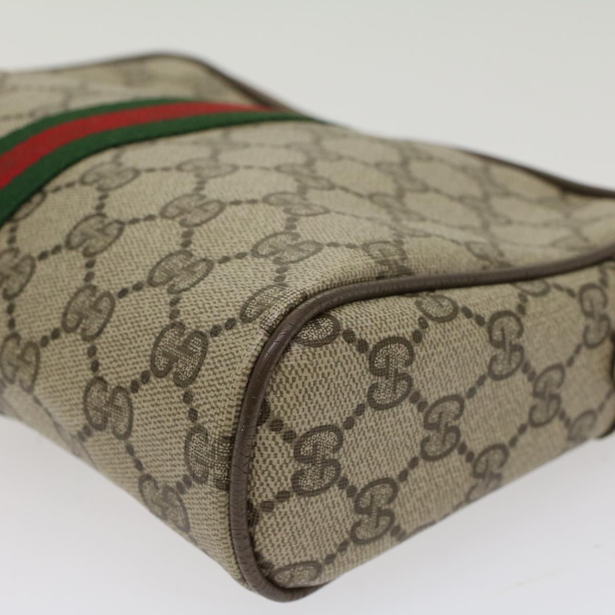 GUCCI GG Canvas Web Sherry Line Clutch Bag Beige Red Green 89.01.012 Auth ep1040