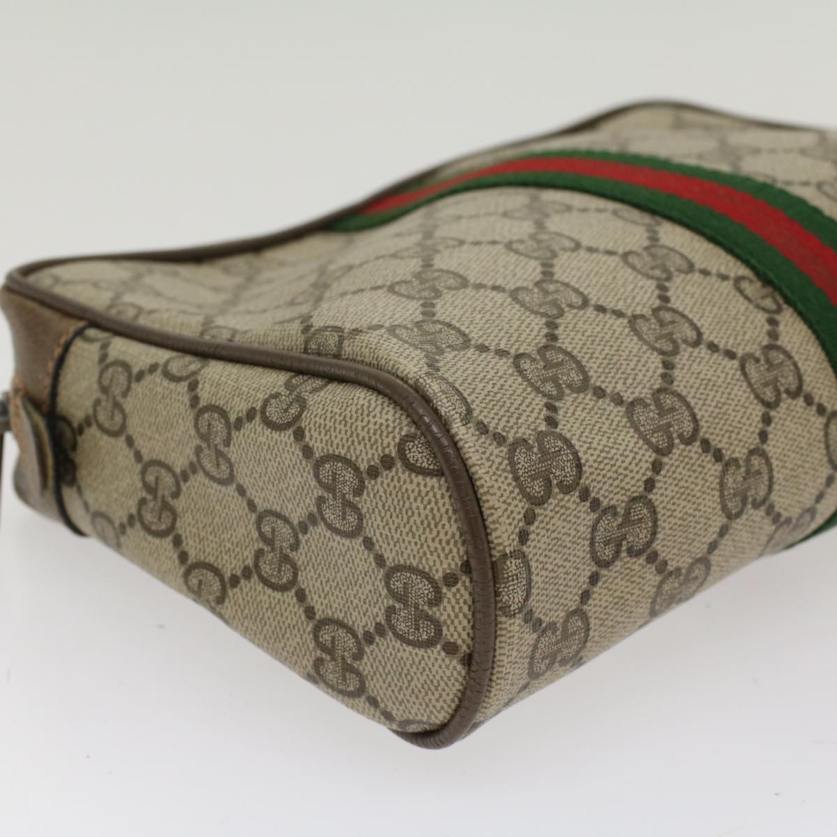 GUCCI GG Canvas Web Sherry Line Clutch Bag Beige Red Green 89.01.012 Auth ep1040