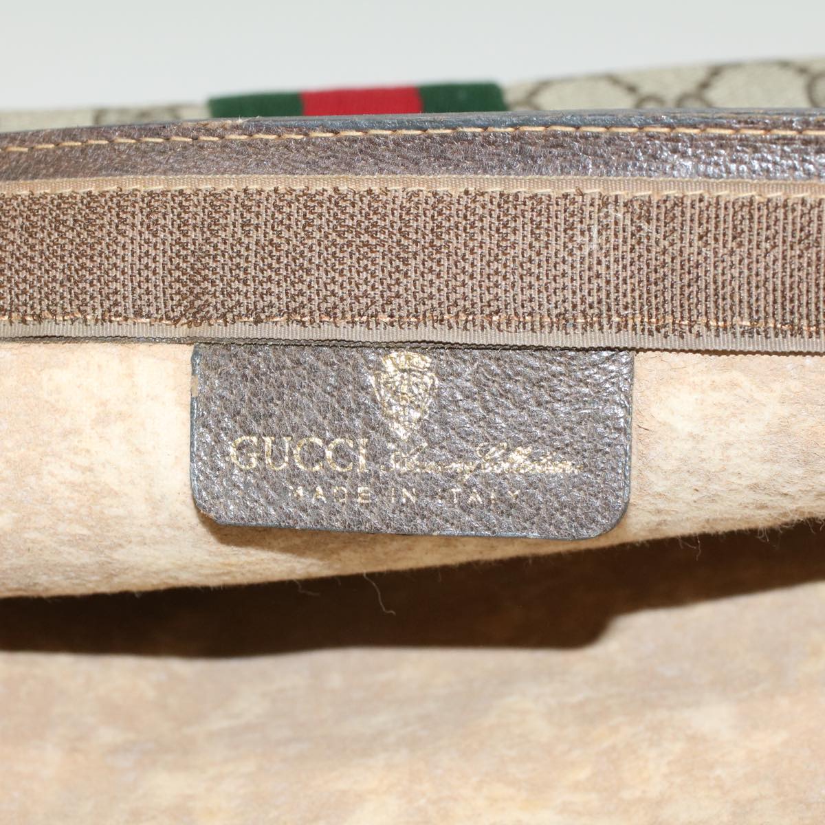 GUCCI GG Canvas Web Sherry Line Clutch Bag Beige 41•014•2125•28 Auth ep1043