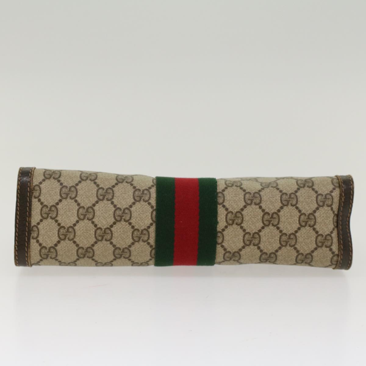 GUCCI GG Canvas Web Sherry Line Clutch Bag Beige 41•014•2125•28 Auth ep1043