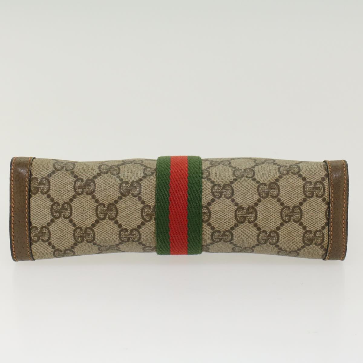 GUCCI GG Canvas Web Sherry Line Clutch Bag Beige Red 89•01•001 Auth ep1055