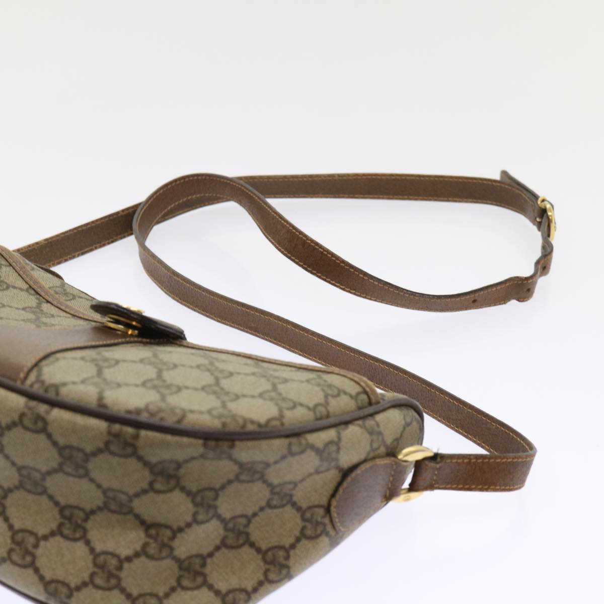 GUCCI GG Canvas Web Sherry Line Shoulder Bag Beige Red 001•58•6177 Auth ep1075