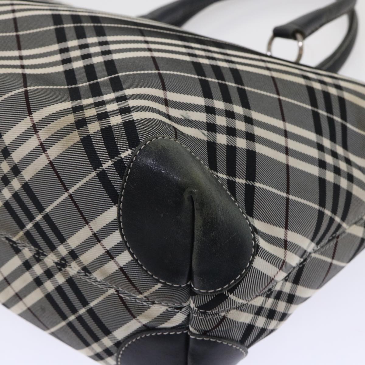 BURBERRY Nova Check Blue Label Tote Bag Nylon Black Auth ep1077