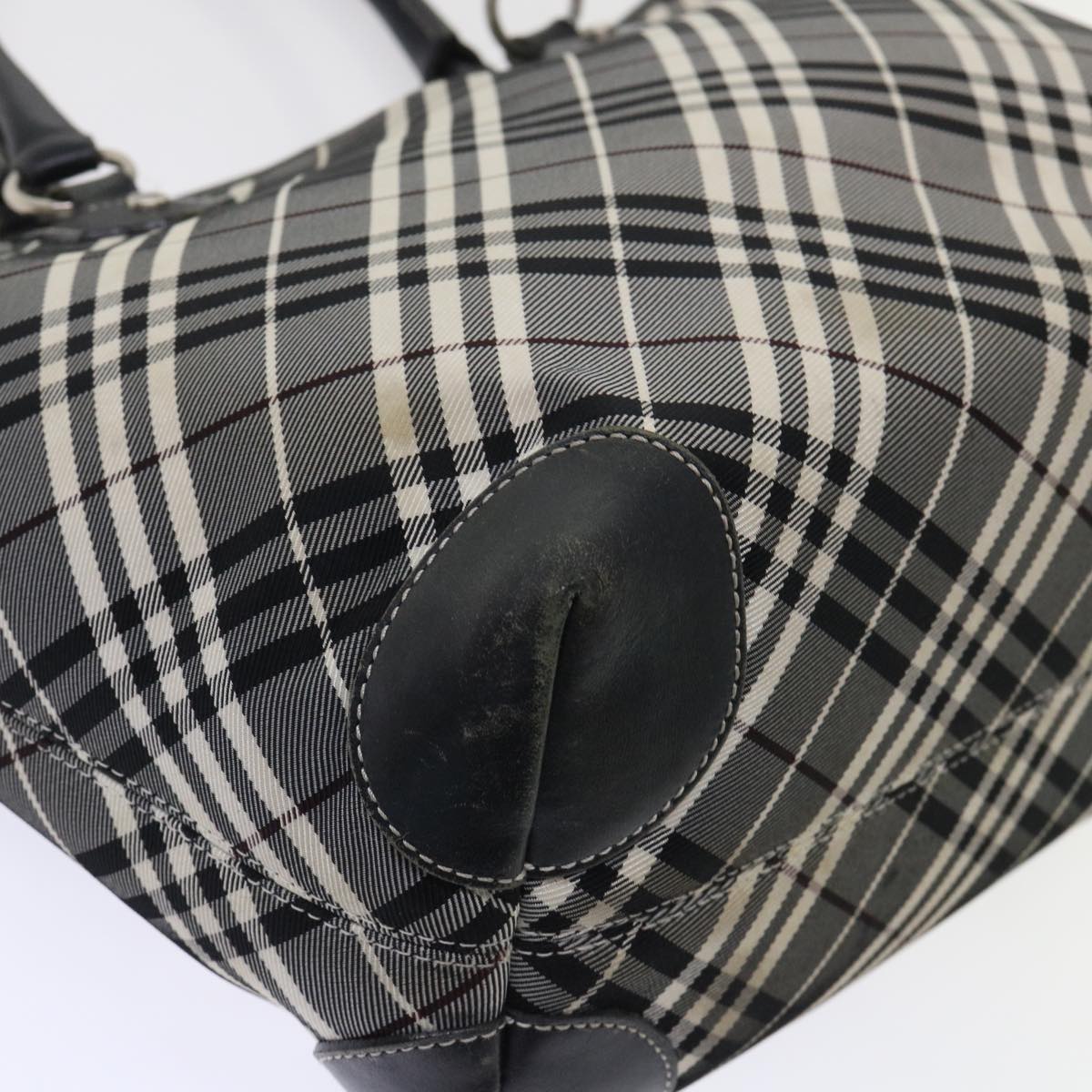 BURBERRY Nova Check Blue Label Tote Bag Nylon Black Auth ep1077