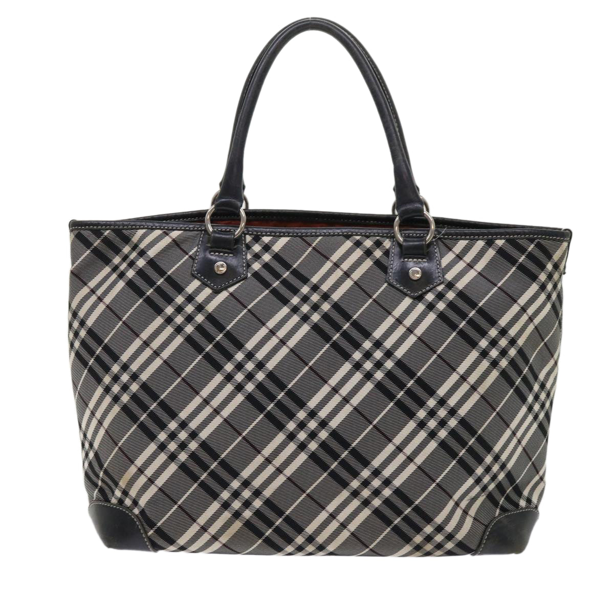 BURBERRY Nova Check Blue Label Tote Bag Nylon Black Auth ep1077