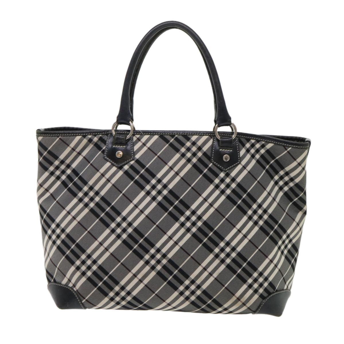 BURBERRY Nova Check Blue Label Tote Bag Nylon Black Auth ep1077