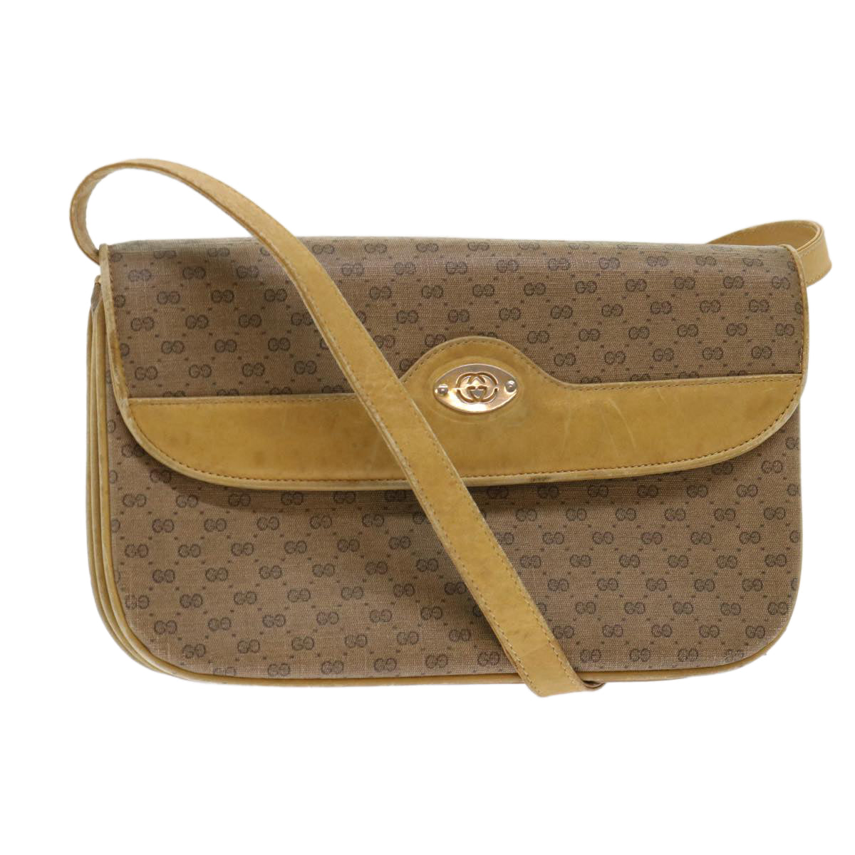 GUCCI Micro GG Canvas Shoulder Bag PVC Leather Beige 004•106•0024 Auth ep1082