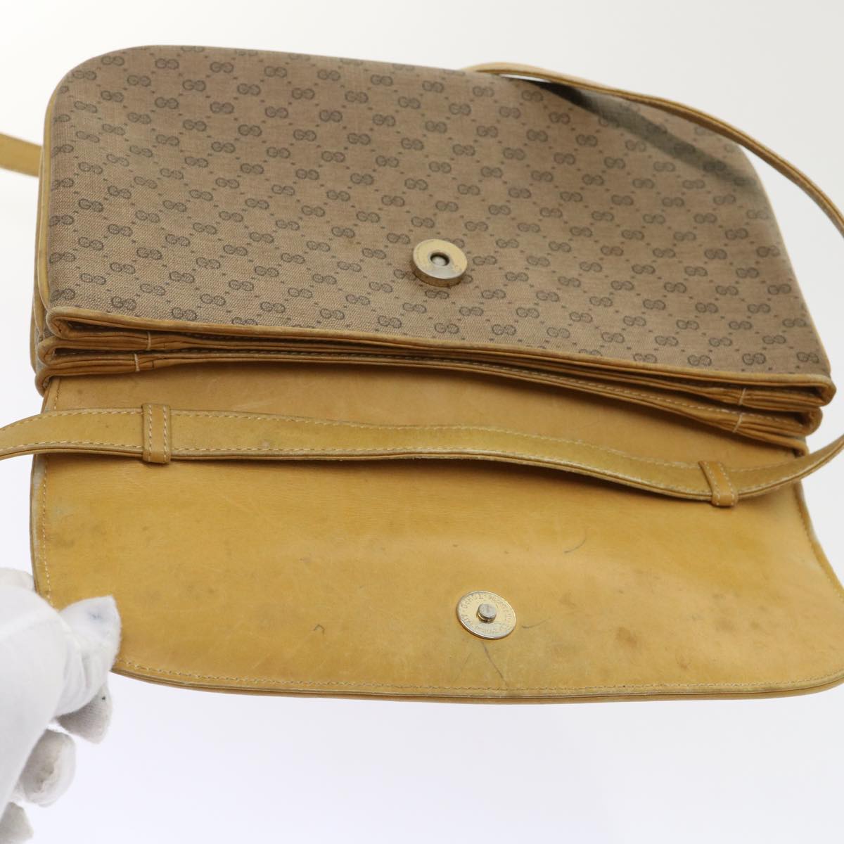 GUCCI Micro GG Canvas Shoulder Bag PVC Leather Beige 004•106•0024 Auth ep1082