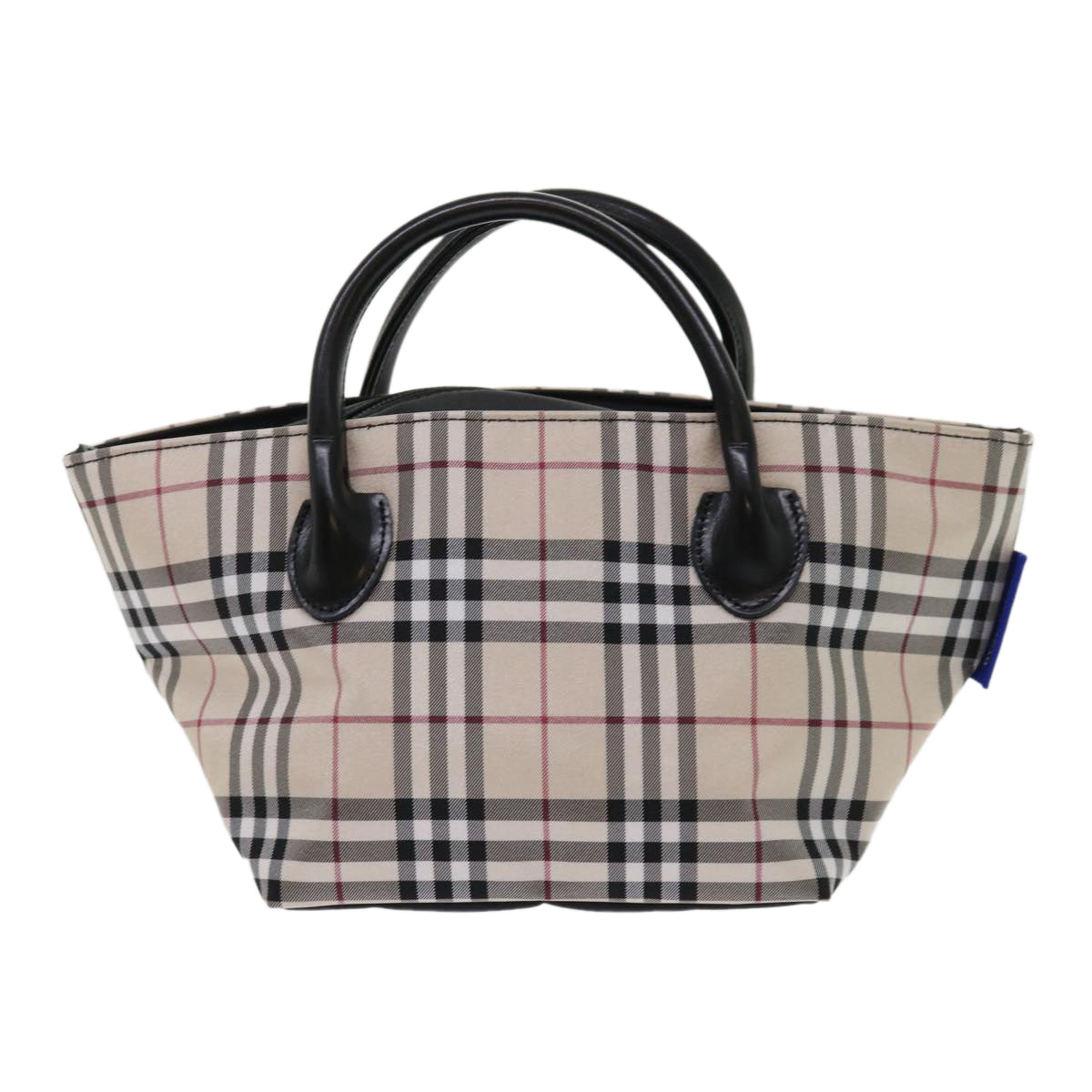 BURBERRY Nova Check Blue Label Hand Bag Nylon Beige Auth ep1085