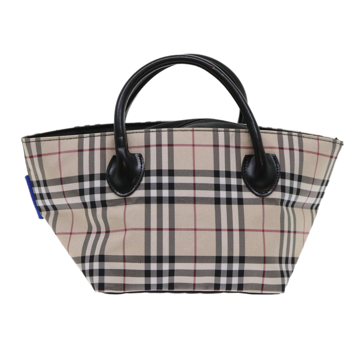 BURBERRY Nova Check Blue Label Hand Bag Nylon Beige Auth ep1085 - 0