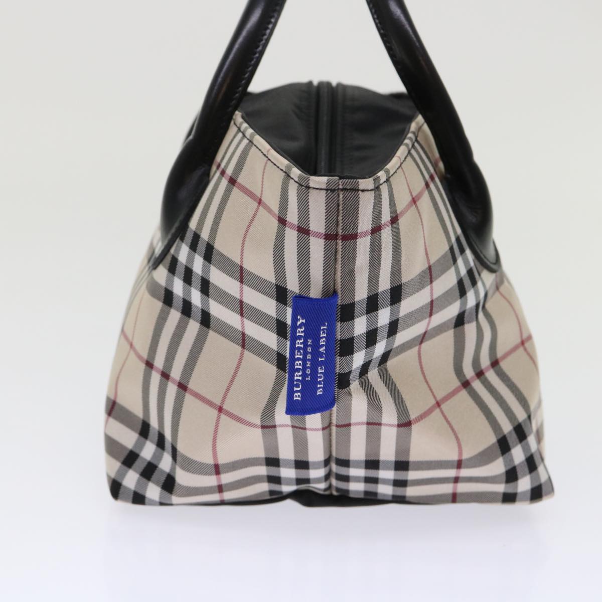 BURBERRY Nova Check Blue Label Hand Bag Nylon Beige Auth ep1085