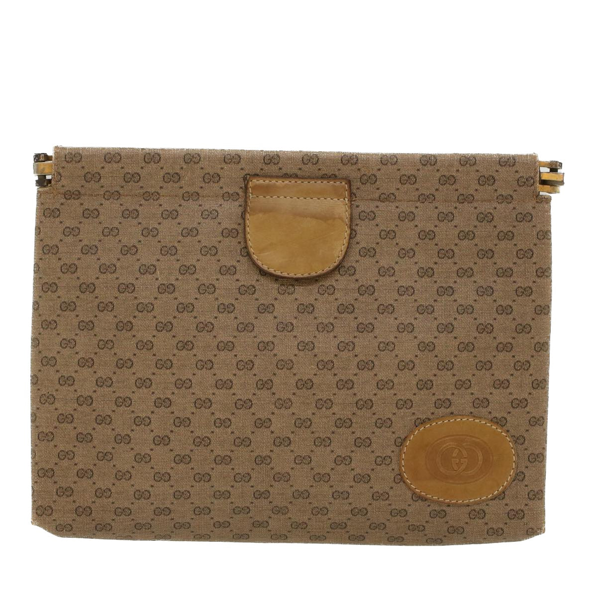 GUCCI Micro GG Canvas Clutch Bag PVC Leather Beige 67-039-5229 Auth ep1090