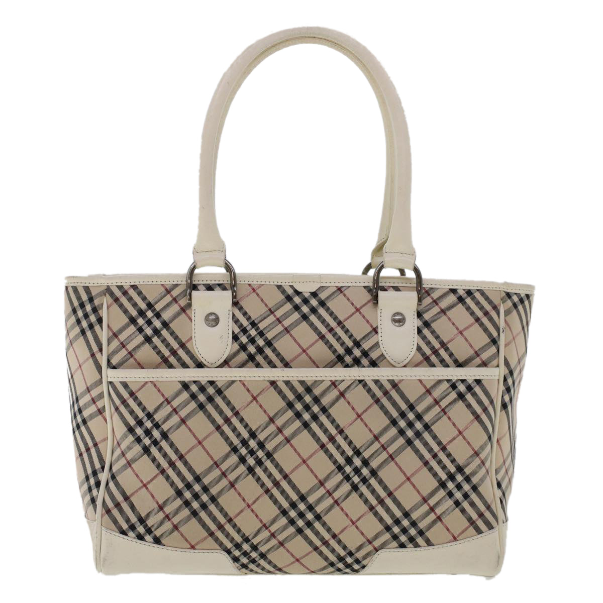 BURBERRY Nova Check Hand Bag Nylon Leather Beige Auth ep1096 - 0