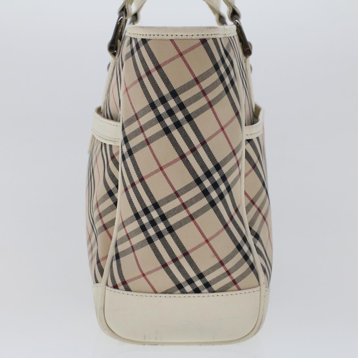 BURBERRY Nova Check Hand Bag Nylon Leather Beige Auth ep1096