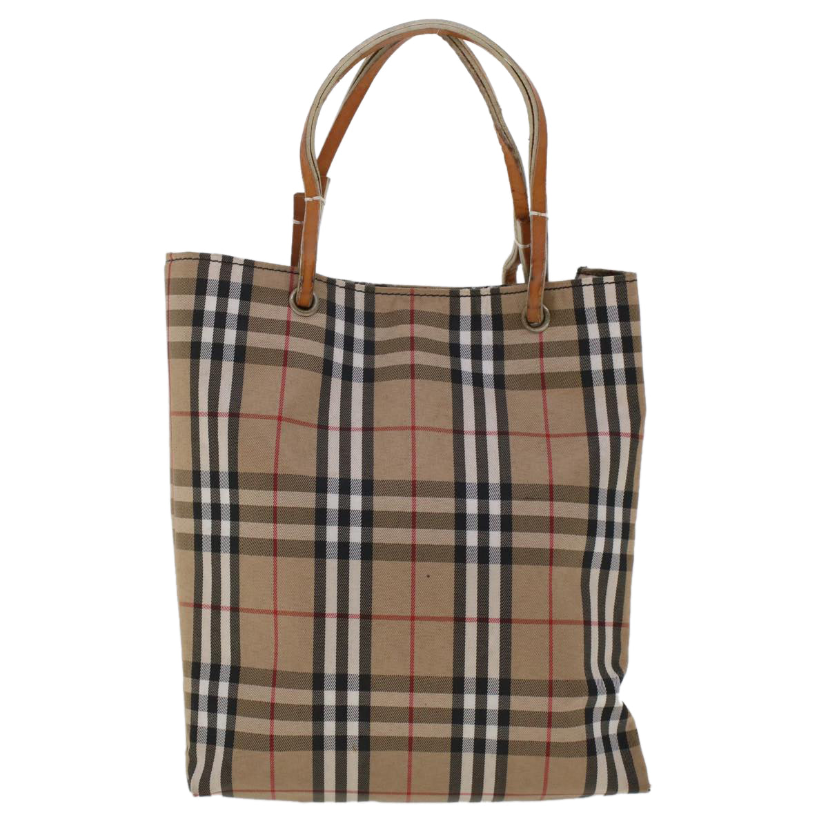 BURBERRY Nova Check Hand Bag Nylon Beige Auth ep1099