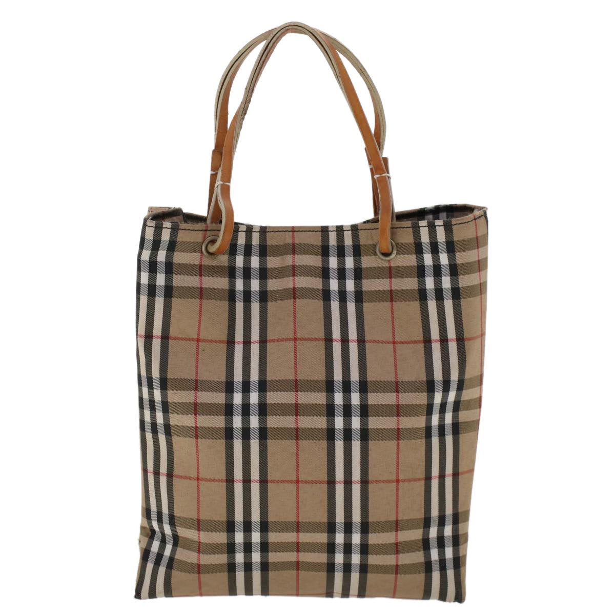 BURBERRY Nova Check Hand Bag Nylon Beige Auth ep1099 - 0