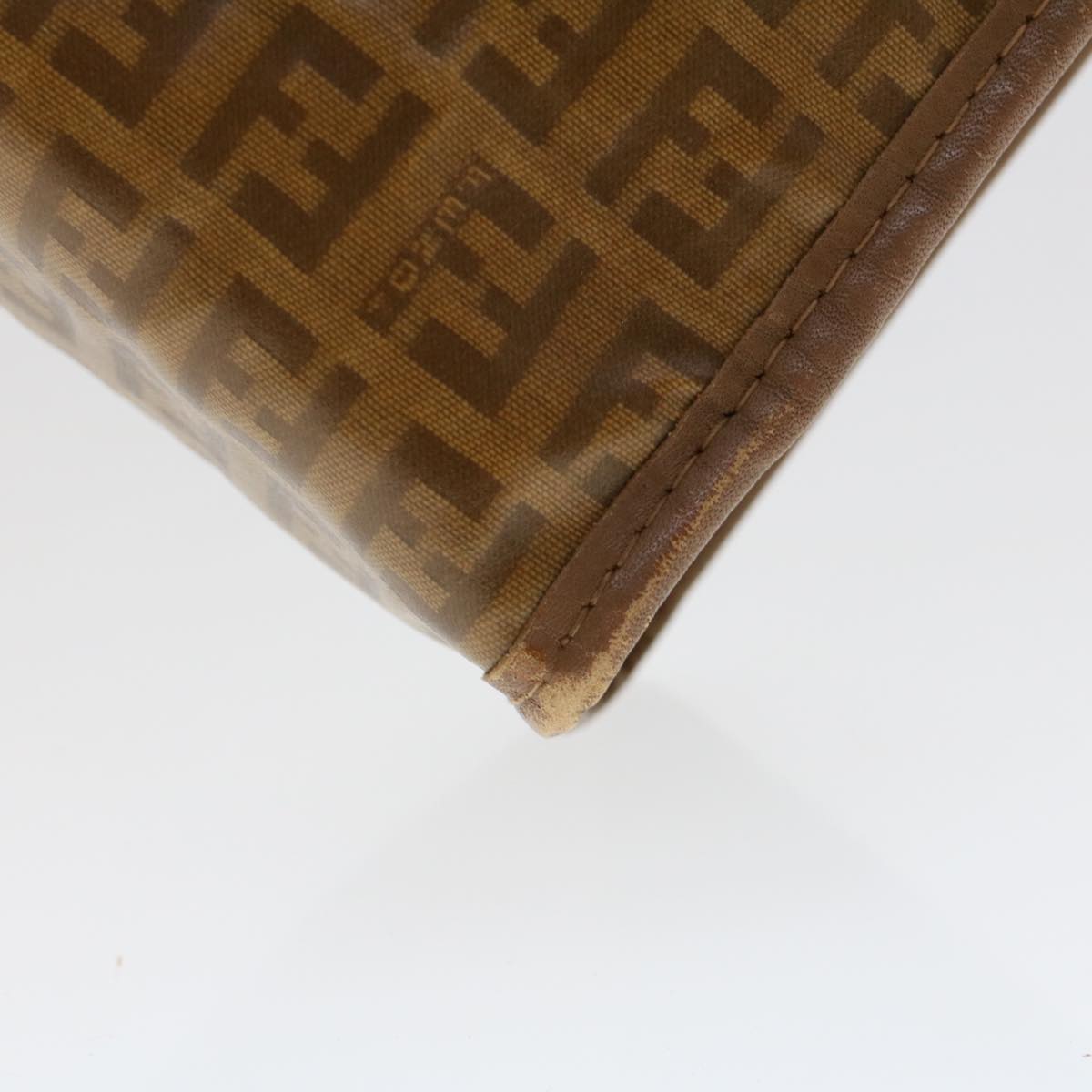 FENDI Zucchino Canvas Clutch Bag Brown Auth ep1106