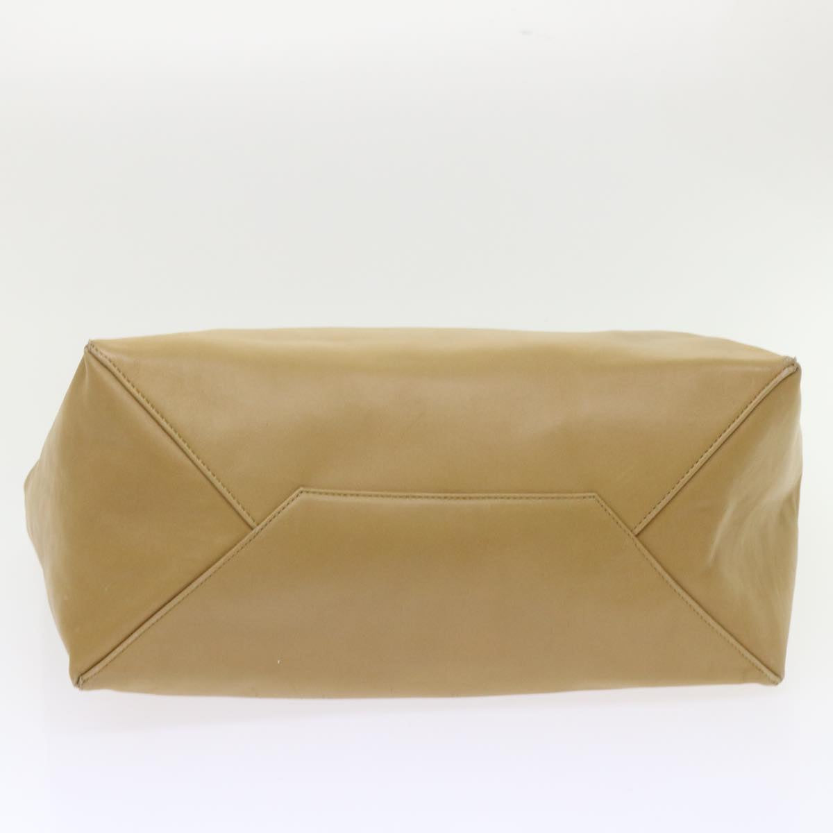 CELINE Shoulder Bag Leather Beige Auth ep1109