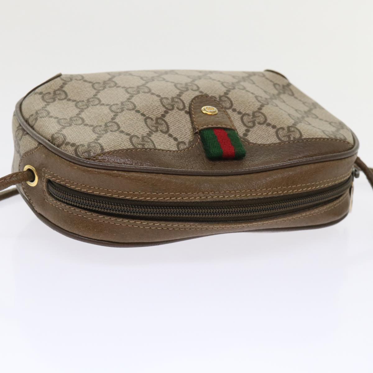 GUCCI GG Canvas Web Sherry Line Shoulder Bag Beige Red 89.02.066 Auth ep1110