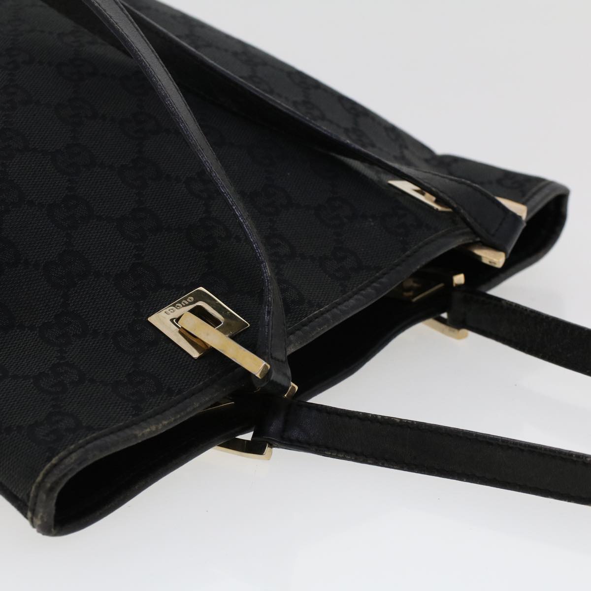 GUCCI GG Canvas Shoulder Bag Black 002•1099 002058 Auth ep1111