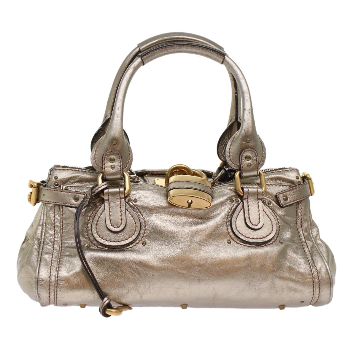 Chloe Paddington Hand Bag Leather Gold Auth ep1116