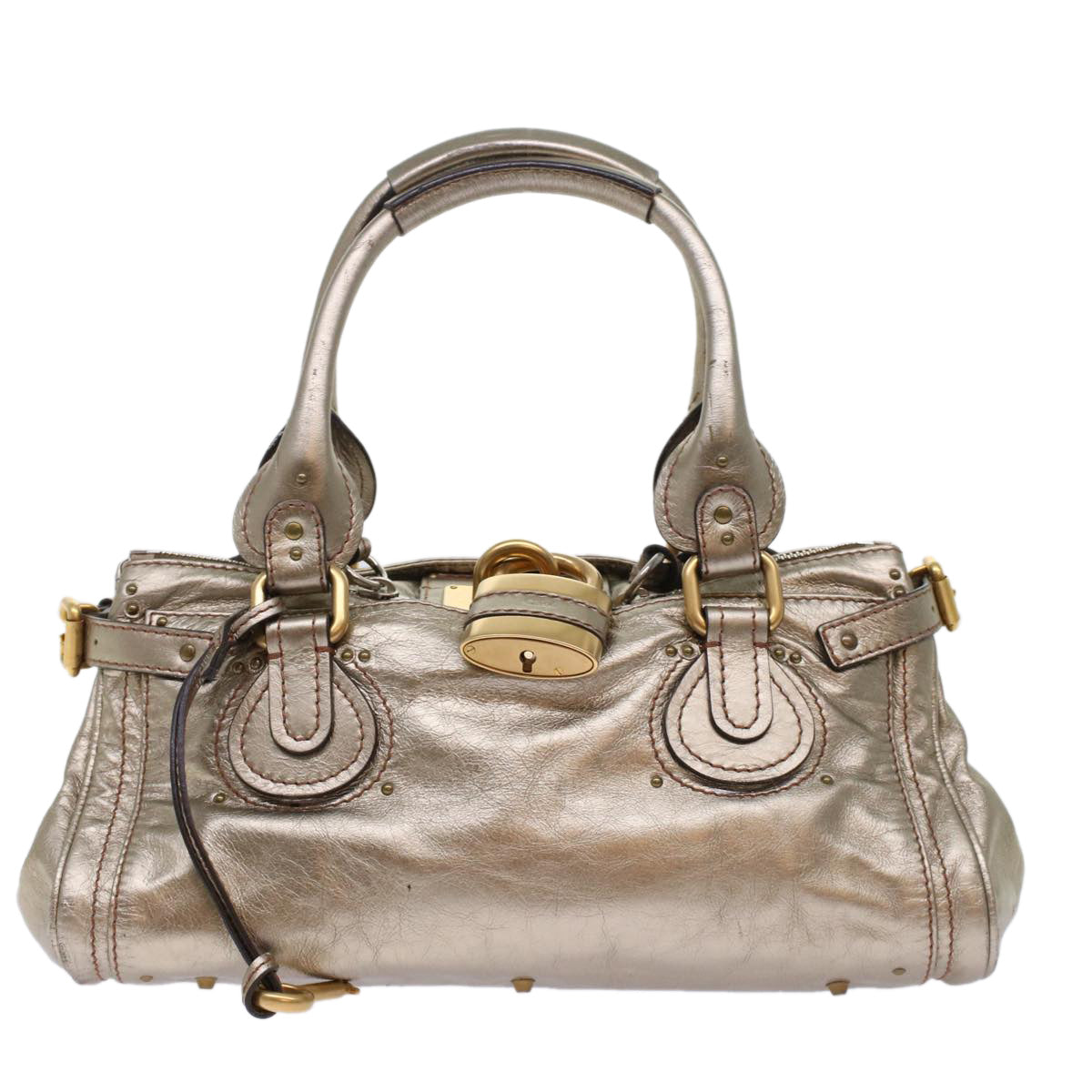 Chloe Paddington Hand Bag Leather Gold Auth ep1116