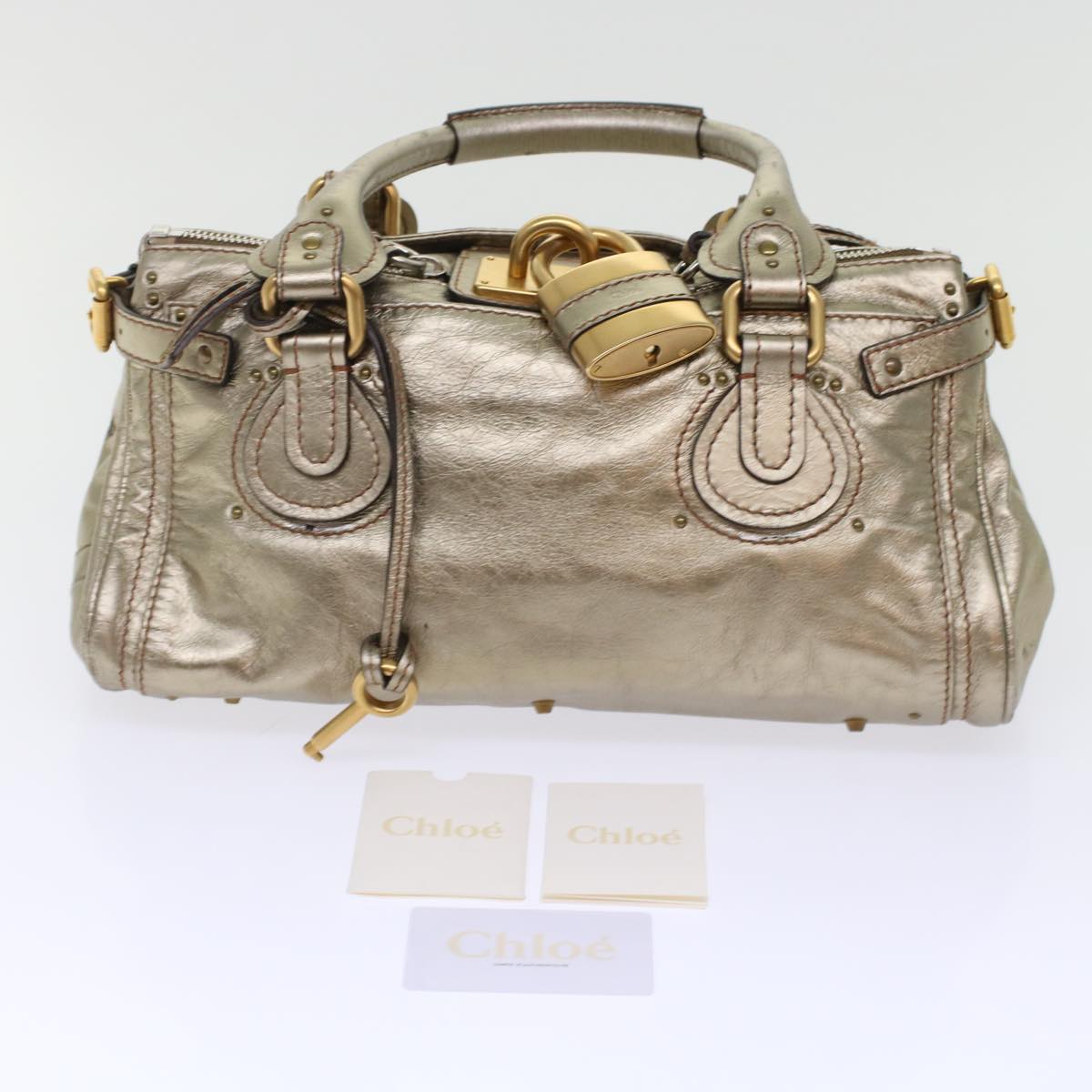 Chloe Paddington Hand Bag Leather Gold Auth ep1116