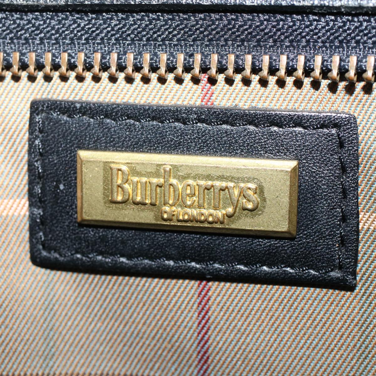 Burberrys Clutch Bag Leather Black Auth ep1119