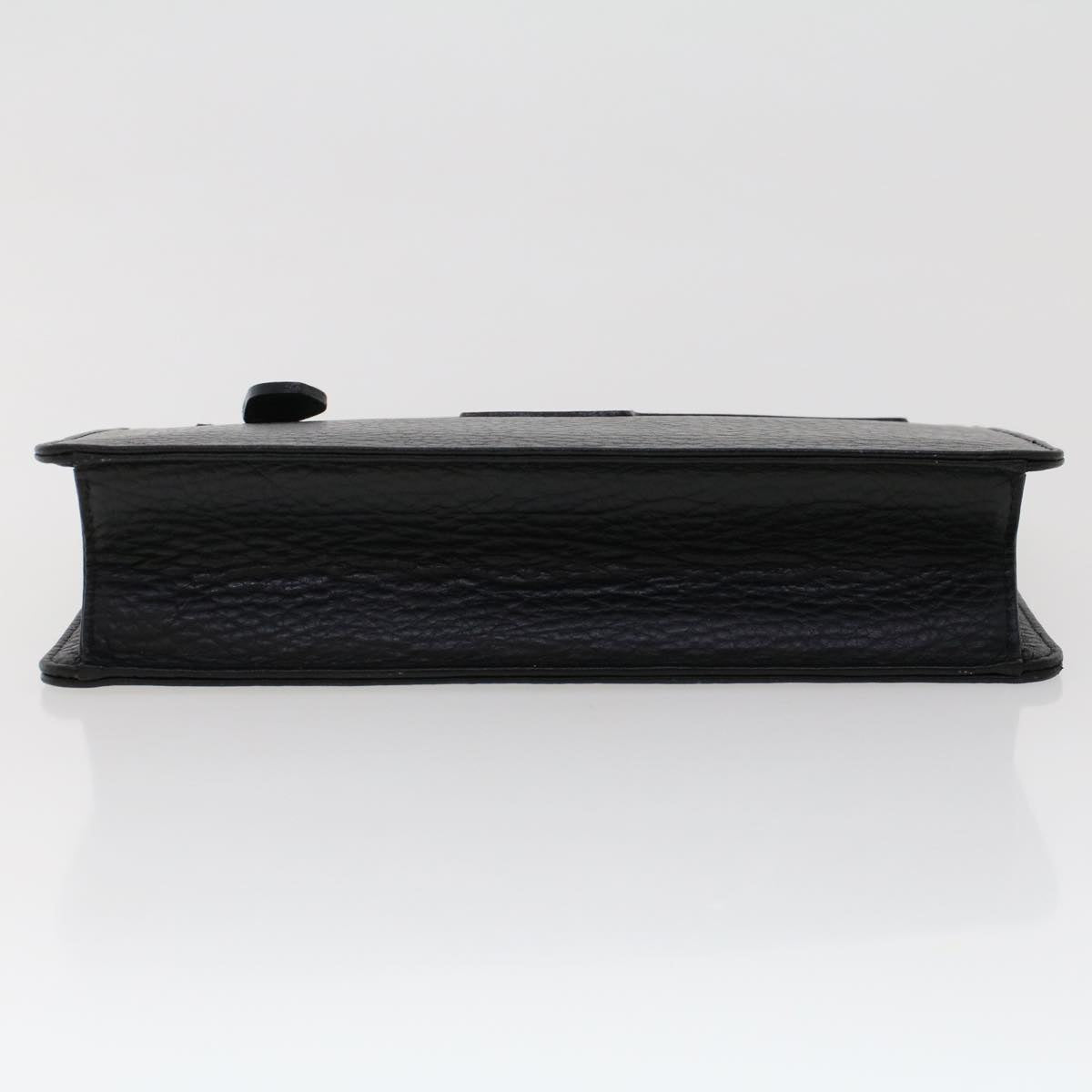 Burberrys Clutch Bag Leather Black Auth ep1119