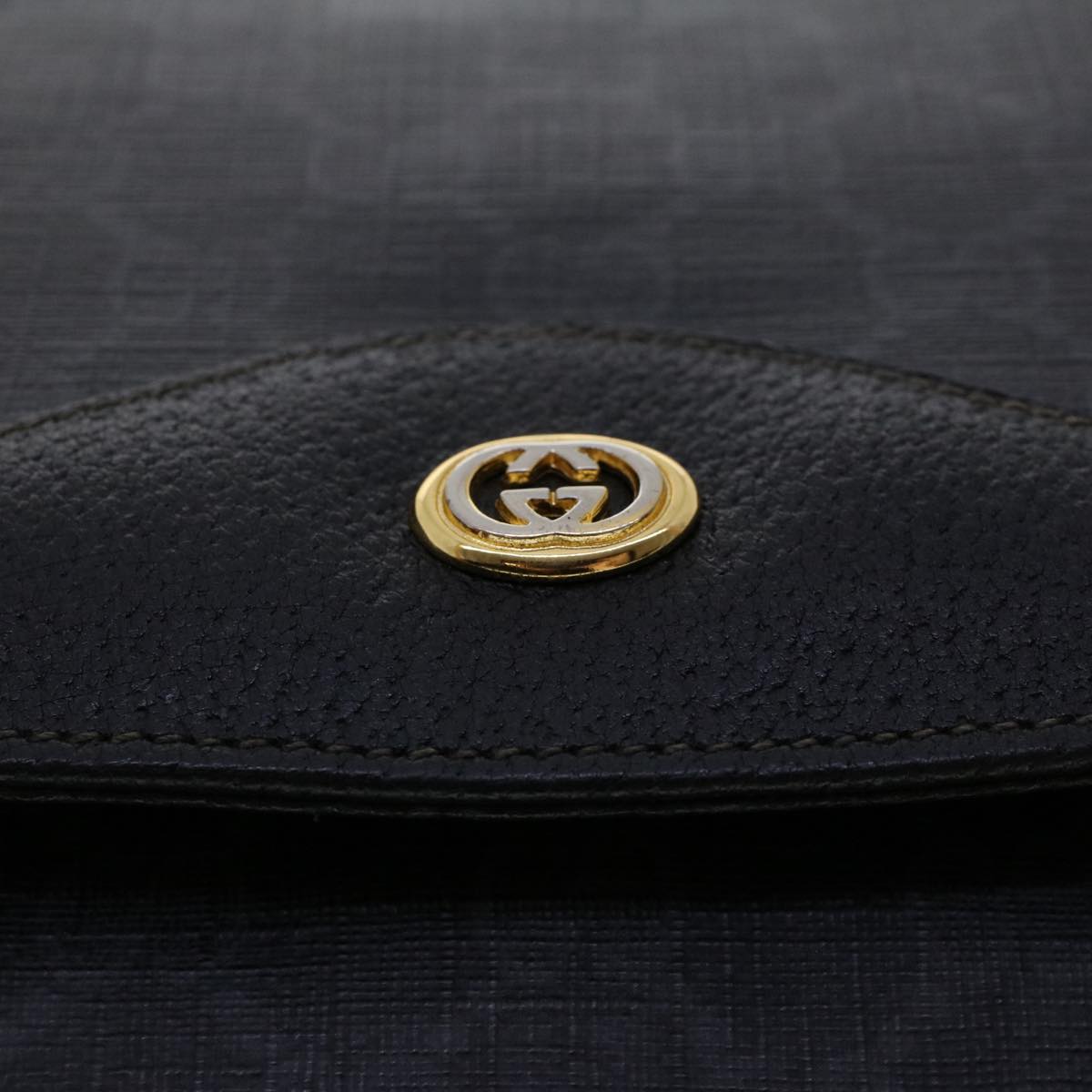 GUCCI GG Canvas Clutch Bag PVC Leather Black 156.02.075 Auth ep1120