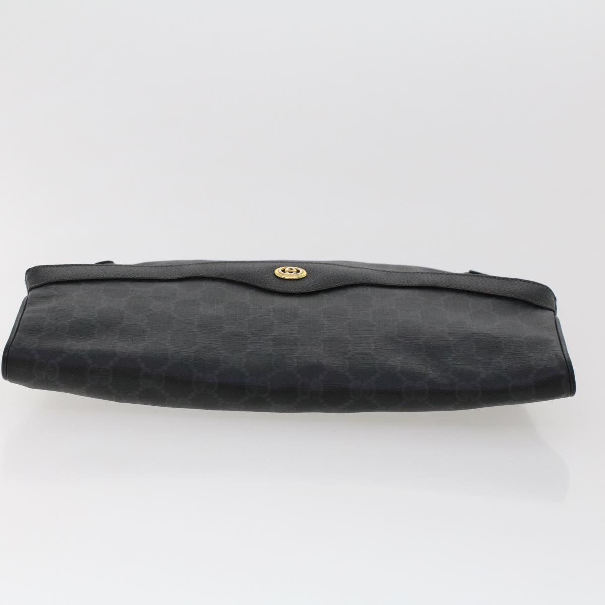 GUCCI GG Canvas Clutch Bag PVC Leather Black 156.02.075 Auth ep1120