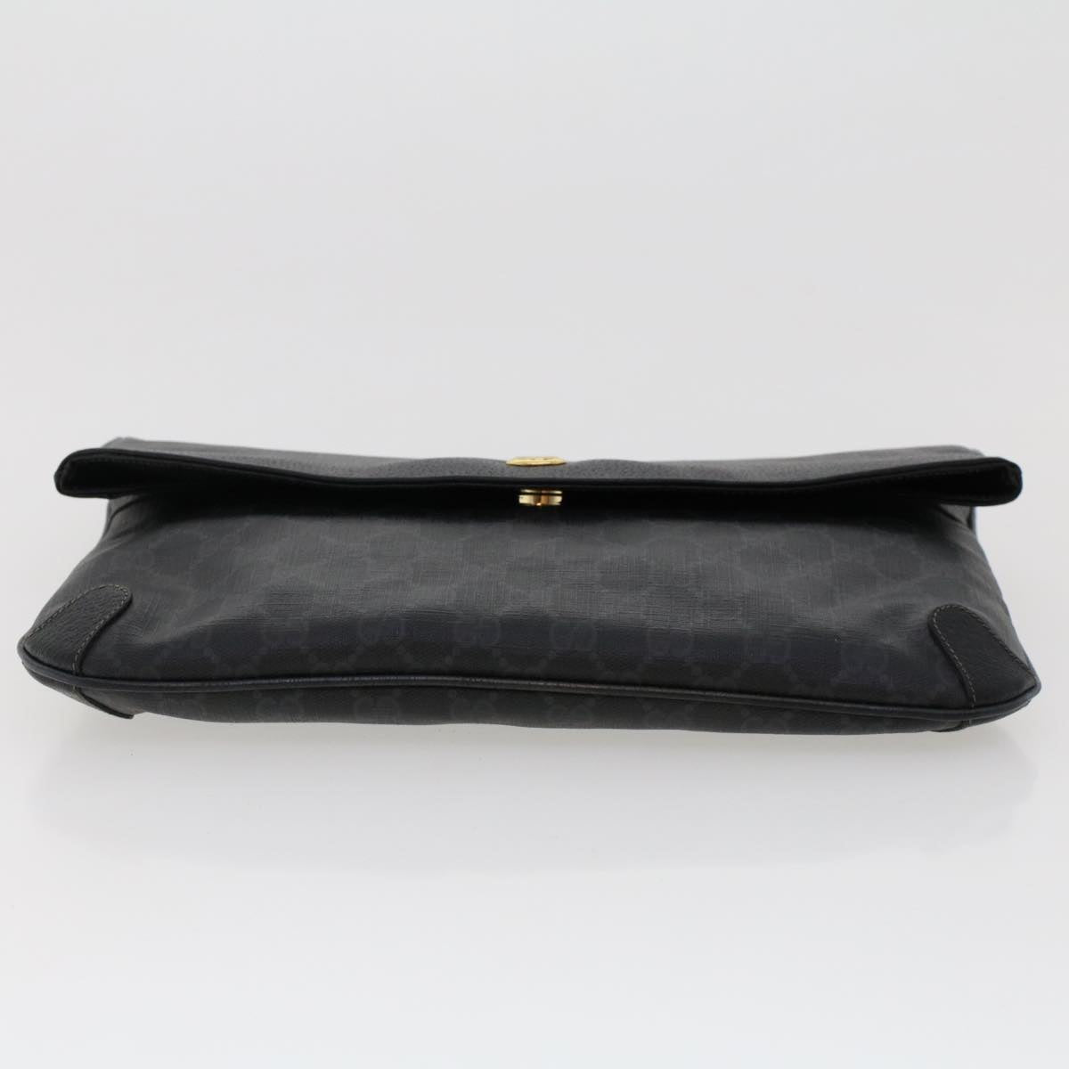 GUCCI GG Canvas Clutch Bag PVC Leather Black 156.02.075 Auth ep1120