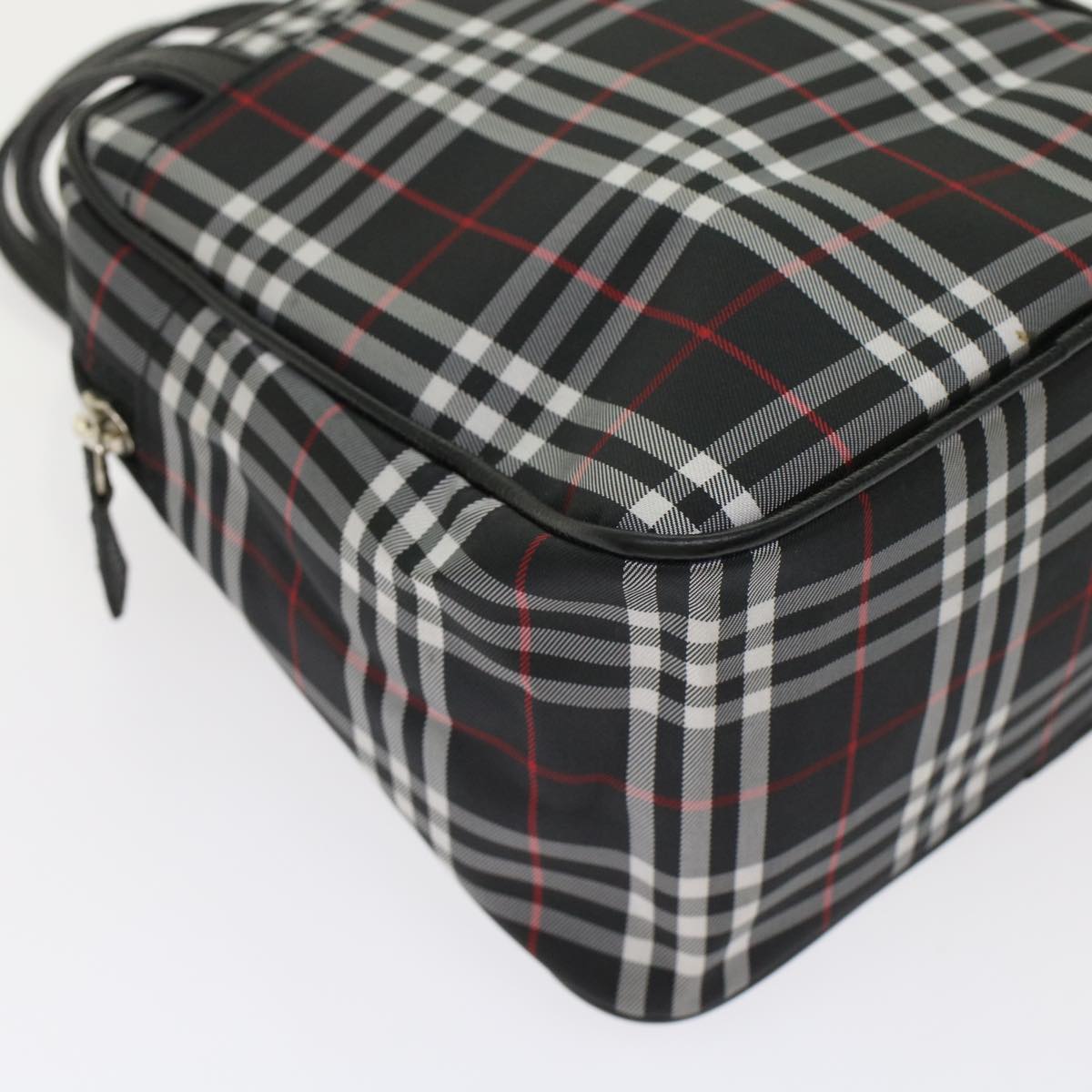 BURBERRY Nova Check Hand Bag Nylon Black Auth ep1123