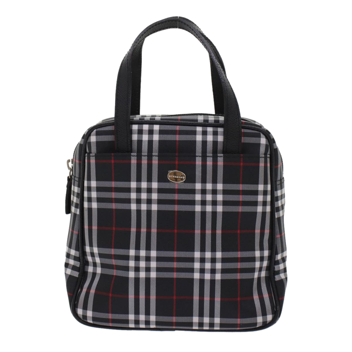 BURBERRY Nova Check Hand Bag Nylon Black Auth ep1123