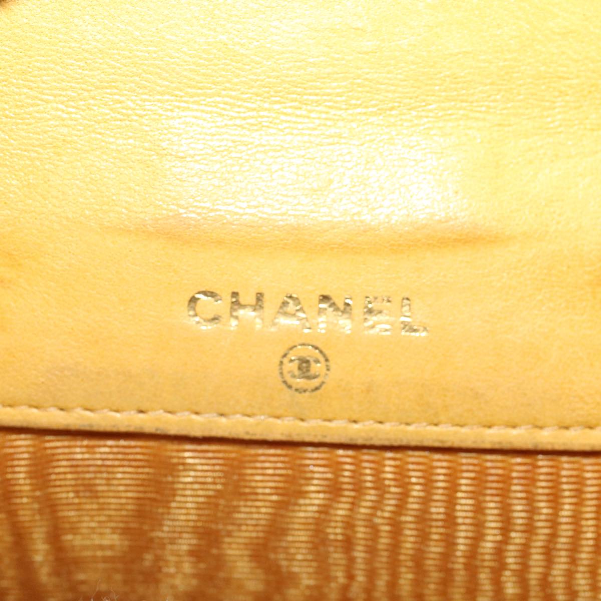 CHANEL Wallet Caviar Skin Yellow CC Auth ep1148