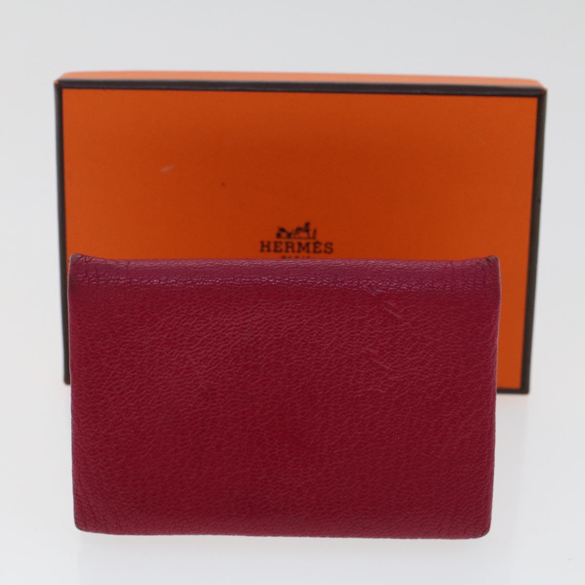 HERMES Card Case Leather Pink Auth ep1149